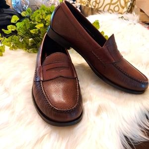 Men's Cole Haan Pebble Grain Buckhide Nike Air Step Loafers w/ leather soles.